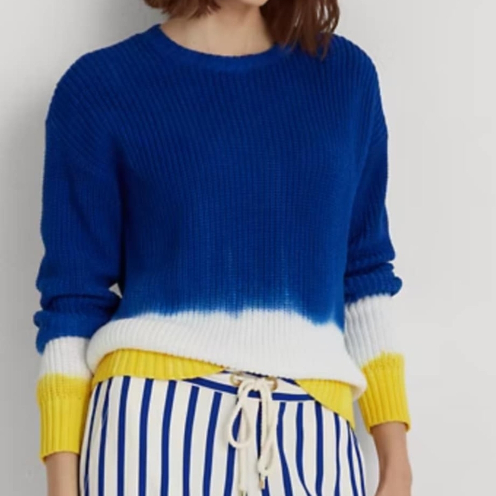 Ralph Lauren Blue and White Crew Neck Sweater
